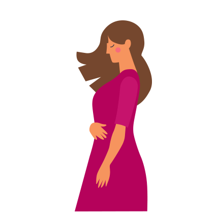 Dibujo de una mujer embarazada a la que le va creciendo la panza