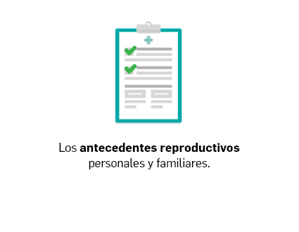 Los antecedentes reproductivos personales y familiares. La última fecha de menstruación, lo que permitirá calcular la fecha probable del nacimiento.
        
        Un examen físico completo, mamario y un Papanicolau. Sugerirá una alimentación balanceada y hábitos adecuados, relacionados al tipo de trabajo que realiza la embarazada, al consumo de alcohol, cigarrillos o drogas.
        
        Indicará la visita al dentista para mantener la dentadura y boca sanas. Detallará las vacunas a aplicarse. Durante el embarazo se debe administrar la antigripal, la triple bacteriana acelular luego de la semana 20, contra hepatitis B y contra coronavirus.