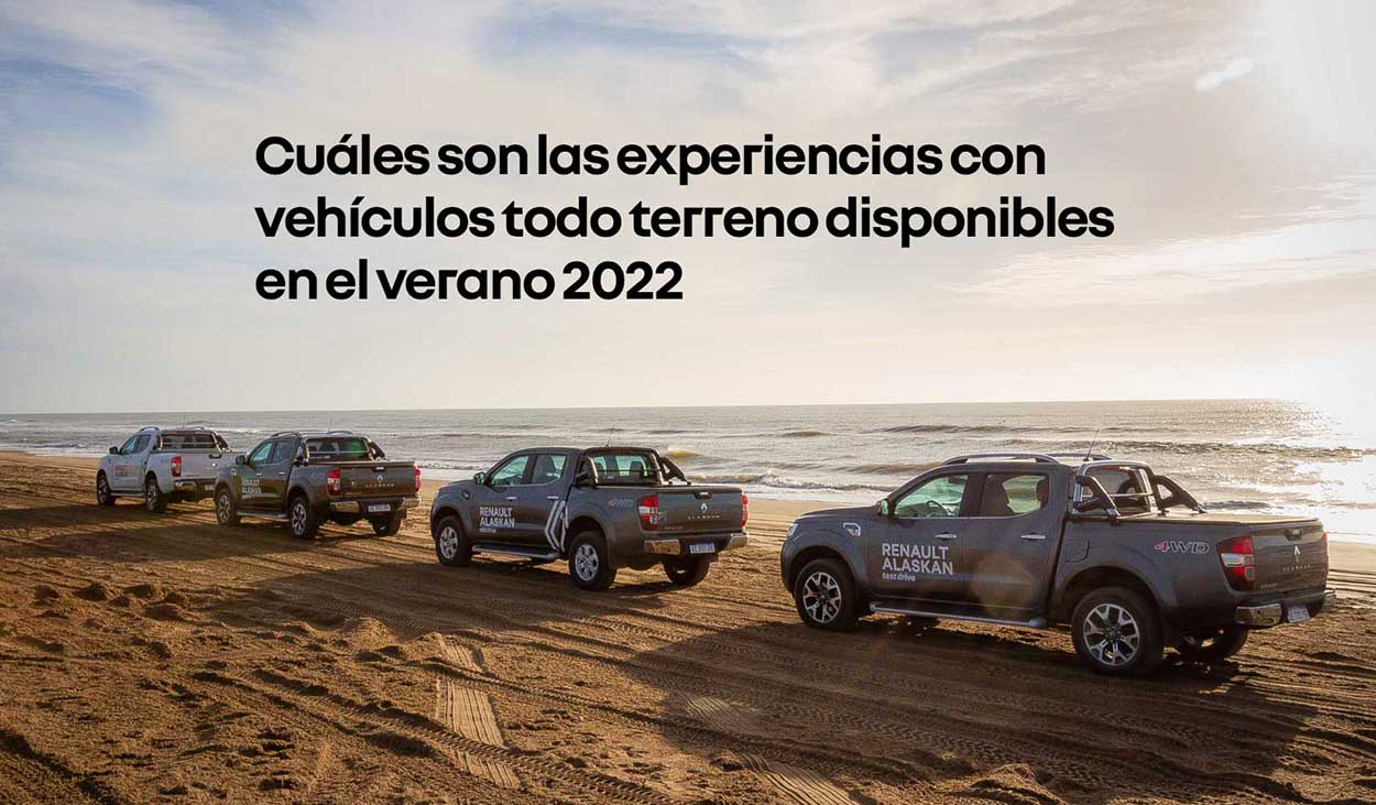 Cuáles son las experiencias con vehículos todo terreno disponibles en el verano 2022 - foto de camionetas en la playa